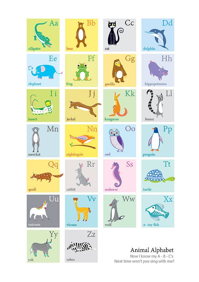 Personalised Animal Alphabet Print By Moonglow Art Notonthehighstreet