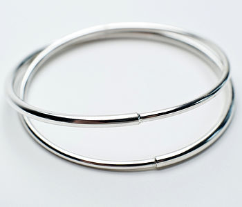 Double Silver Bangle By alisonbaxterjewellery