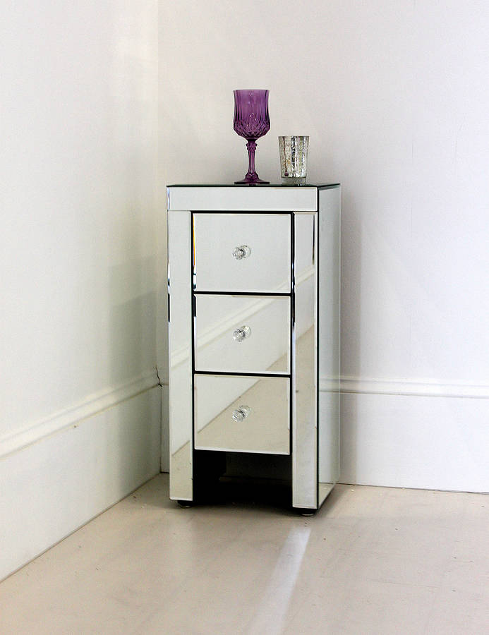 narrow mirrored bedside tableout there interiors