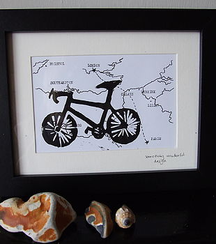 Personalised Bike Print On Hand Drawn Bespoke Map, 5 of 11
