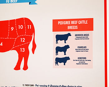 Butcher's Beef Meat Cuts Kitchen Infographic Print, 3 of 4