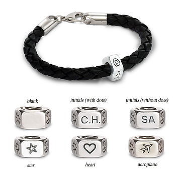Personalised Silver And Leather Mens Traveller Bracelet, 8 of 10