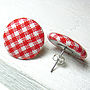 Gingham Fabric Covered Earrings, thumbnail 1 of 3