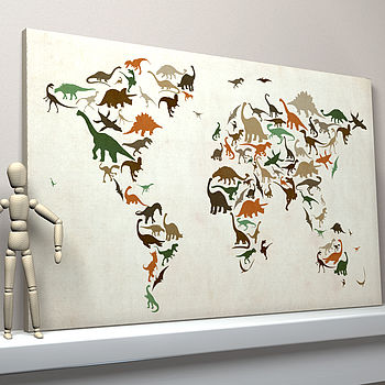 Dinosaur World Map Art Print, 2 of 7