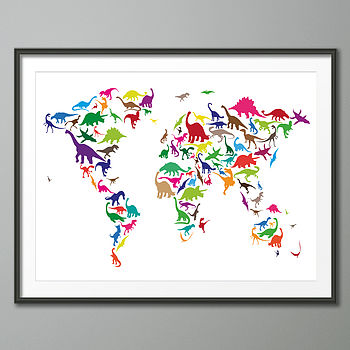 Dinosaur World Map Art Print, 3 of 7