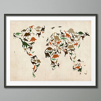 Dinosaur World Map Art Print, 4 of 7
