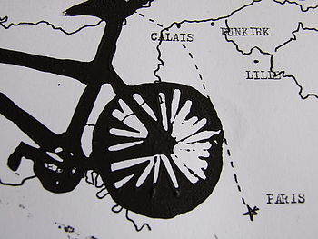 Personalised Bike Print On Hand Drawn Bespoke Map, 9 of 11