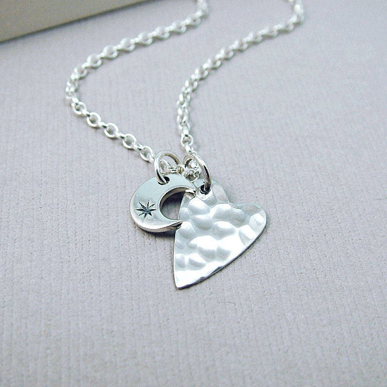 love you to the moon and back silver necklace by wished for ...