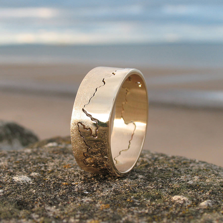 Personalised Gold Coastline Ring, 1 of 9
