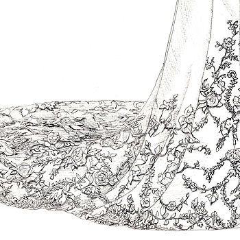 Pen And Ink Wedding Dress Portrait, 3 of 4