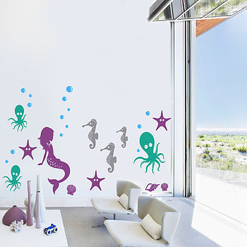 wall sea underwater creature sticker stickers pack notonthehighstreet snuggledust studios room normal