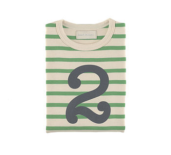 Gooseberry + Cream Breton Striped Number/Age T Shirt, 4 of 6