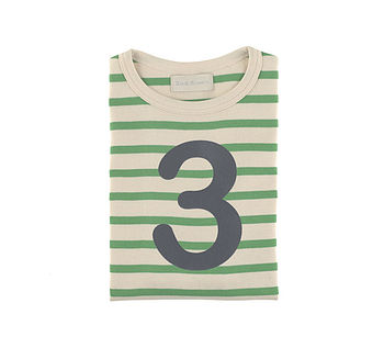 Gooseberry + Cream Breton Striped Number/Age T Shirt, 2 of 6