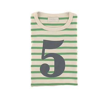 Gooseberry + Cream Breton Striped Number/Age T Shirt, 6 of 6