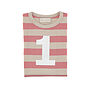Posy Pink + Sand Striped Number/Age T Shirt, thumbnail 2 of 5