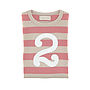 Posy Pink + Sand Striped Number/Age T Shirt, thumbnail 3 of 6