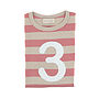 Posy Pink + Sand Striped Number/Age T Shirt, thumbnail 4 of 6
