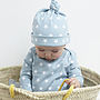 Misty Blue Star Print Baby Hat, thumbnail 1 of 2
