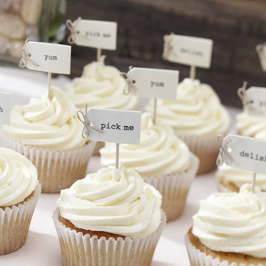 hand tied vintage style cupcake decorations by ginger ray | notonthehighstreet.com Are you interested in our Cupcake sticks * wedding cake decoration? With our Wedding cupcakes * cake Decorations you need look no further.
