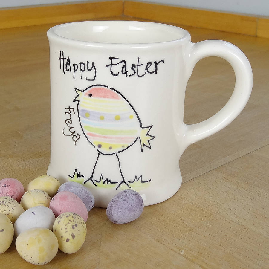personalised hand painted easter mug by fired arts and crafts