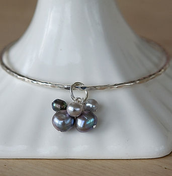 Silver Freshwater Pearl Bangle, 2 of 6