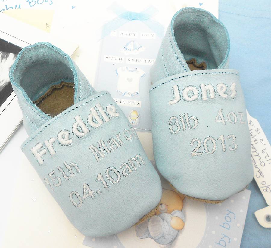 Keepsake Birth Detail Leather Baby Shoes By Born Bespoke