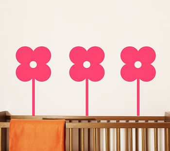 Set Of Three Flower Wall Stickers, 2 of 5
