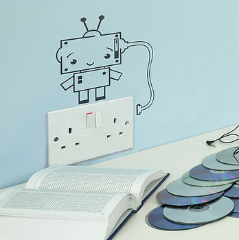 Plug Socket Robot Vinyl Wall Sticker, 3 of 6