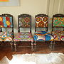 Set Of Four Tribal Print Covered Chairs, thumbnail 1 of 12