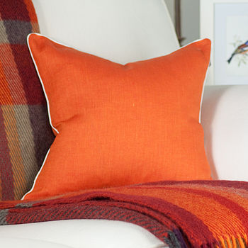 Orange Linen Cushion Cover With Piping, 3 of 8
