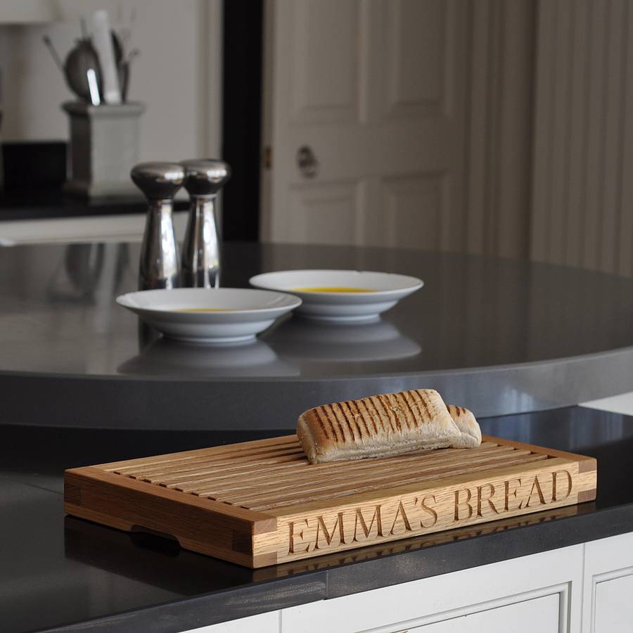 Personalised Oak Slatted Bread Board By The Oak & Rope Company
