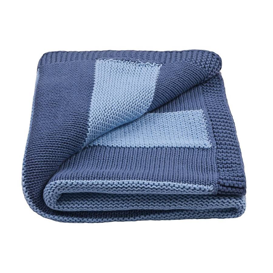 Baby Boy's Stripy Blanket And Hat Gift Set By Toffee Moon