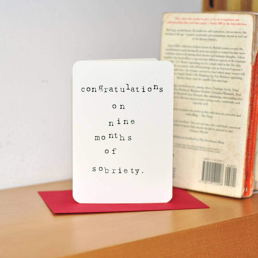 'Congrats On Nine Months Of Sobriety' Card