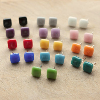 Square Glass Stud Earrings, 4 of 5