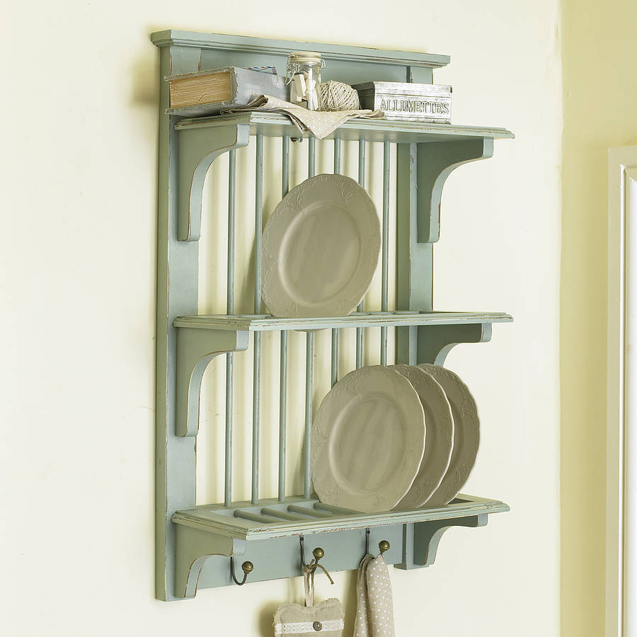 Rustic Wall Plate Rack With Hooks By Dibor | notonthehighstreet.com French Bathroom Cabinet
