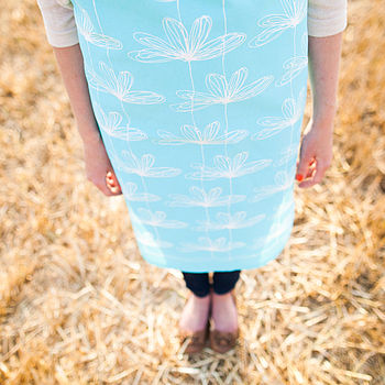Turquoise Etched Floral Apron, 2 of 9