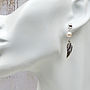 Silver Angel Wing And Pearl Earrings, thumbnail 2 of 5