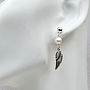 Silver Angel Wing And Pearl Earrings, thumbnail 1 of 5