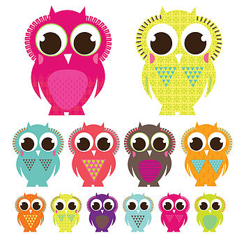 Patterned Owl Wall Stickers, 2 of 2