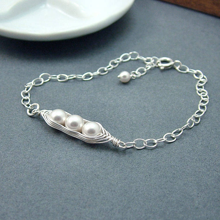 sterling silver and pearl peapod bracelet by wished for