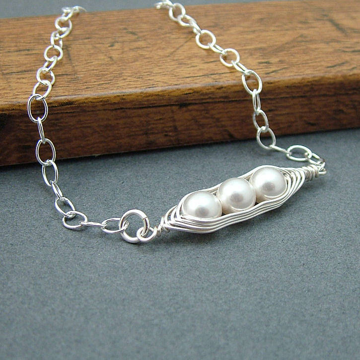sterling silver and pearl peapod bracelet by wished for