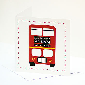 New Baby Card: Personalised Red Bus, 3 of 6