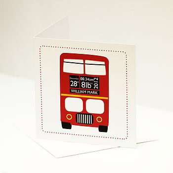 New Baby Card: Personalised Red Bus, 5 of 6