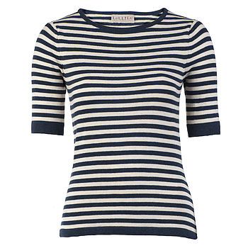 Breton Cotton Knitted Navy Top, 2 of 2