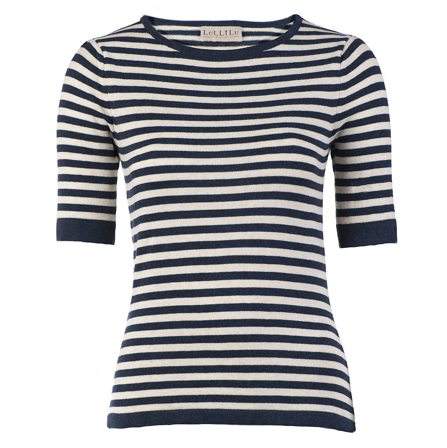 Breton Cotton Knitted Navy Top, 1 of 2