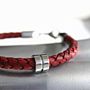 Men's Steel Banded Leather Bracelet, thumbnail 6 of 8