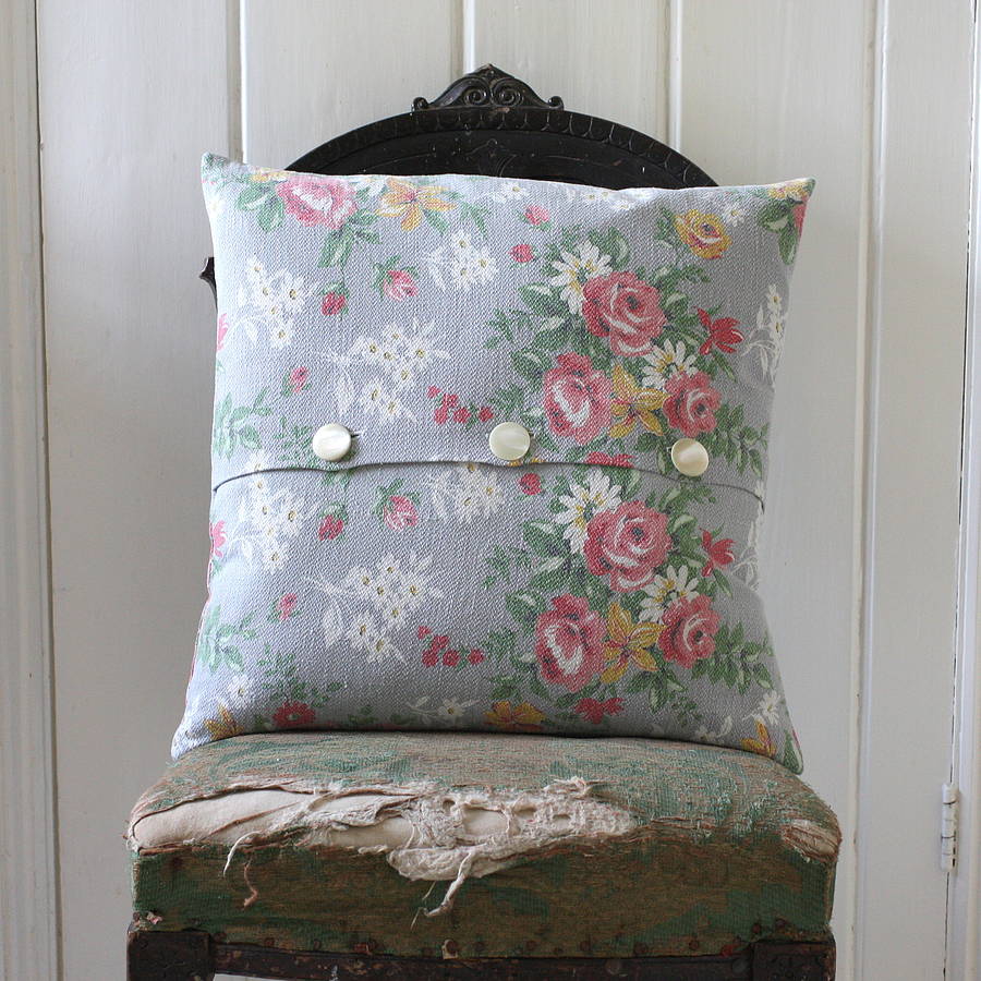 handmade floral vintage fabric cushion by magpie living