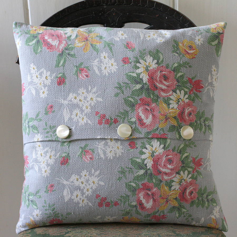 handmade floral vintage fabric cushion by magpie living