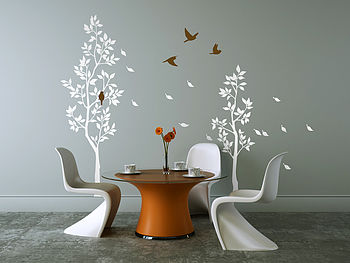 White Trees With Falling Leaves Wall Sticker, 3 of 4
