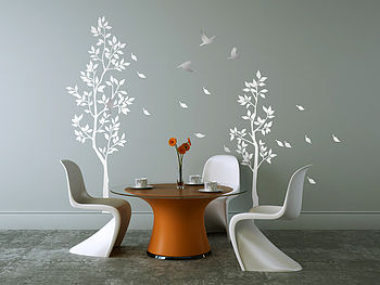 White Trees With Falling Leaves Wall Sticker, 4 of 4
